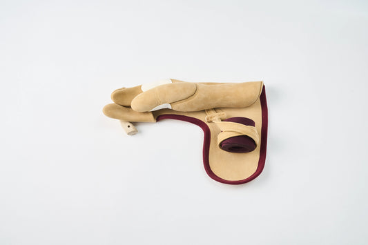 Koto Shichibuberi 3 Fingers Brown with Dark Red Ecsainband