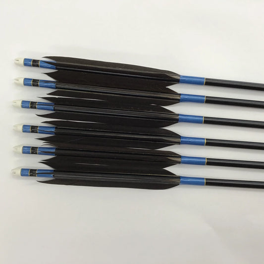 【Black Feathers】Aluminum Arrows with Black Eagle Kazakiri feathers for long diatance