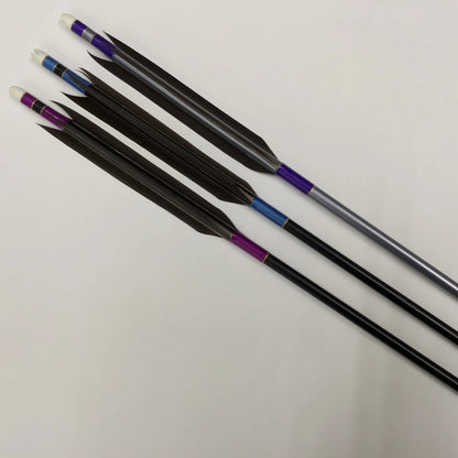 【Black Feathers】Aluminum Arrows with Black Eagle Kazakiri feathers for long diatance