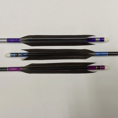 【Black Feathers】Aluminum Arrows with Black Eagle Kazakiri feathers for long diatance