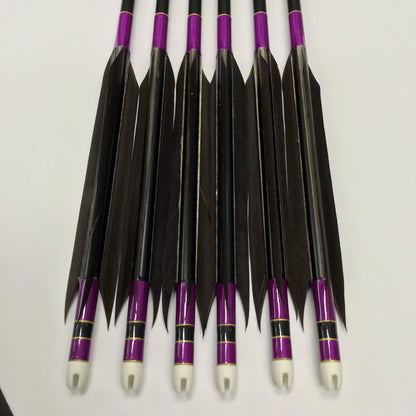 【Black Feathers】Aluminum Arrows with Black Eagle Kazakiri feathers for long diatance