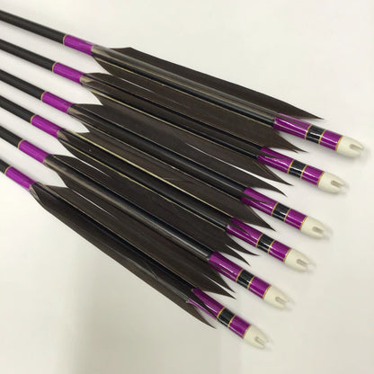 【Black Feathers】Aluminum Arrows with Black Eagle Kazakiri feathers for long diatance