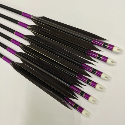 【Black Feathers】Aluminum Arrows with Black Eagle Kazakiri feathers for long diatance