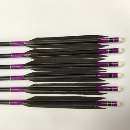 【Black Feathers】Aluminum Arrows with Black Eagle Kazakiri feathers for long diatance