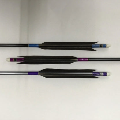 【Black Feathers】Aluminum Arrows with Black Eagle Kazakiri feathers for long diatance