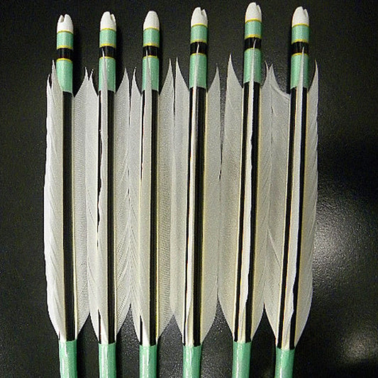 【White Feathers】Aluminum Arrows with goose feathers for long diatance